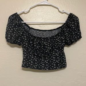 Black and White floral crop top